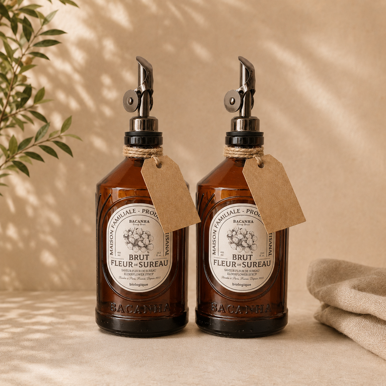2 elegante Flaschen für Essig und Öl - 400 ml