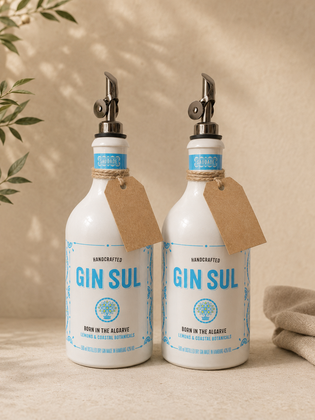 2 elegante Flaschen für Essig und Öl im Gin-Design - 500 ml